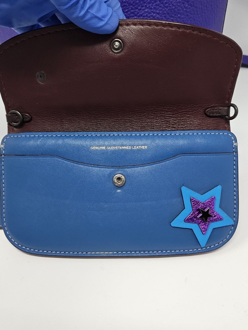 Coach Val Duffle Upcycled w/ 1941 Clutch. Purple/Blue - Picture 17 of 17